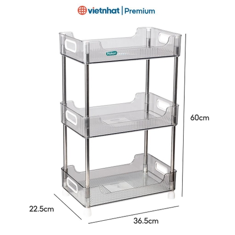 Kệ chữ nhật trong suốt thân inox Treo Tường cao cấp Hokori 5556 Nhựa Việt Nhật Premium