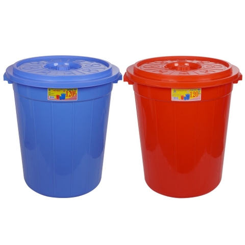 Thùng nhựa nắp tròn truyền thống 120L siêu bền 5380 Nhựa Việt Nhật Shop