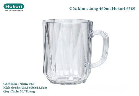 Cốc kim cương trong suốt có quai cầm Hokori C6389 Nhựa Việt Nhật shop