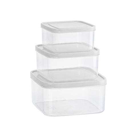 Bộ 3 hộp thực phẩm vuông Hokori Nắp Dẻo 6529 Nhựa Việt Nhật Shop