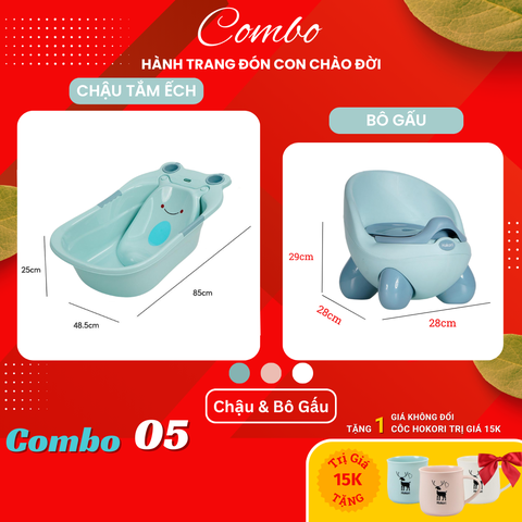 Chậu tắm ếch Hokori Nhựa Việt Nhật Shop [7 Combo] Siêu tiện ích cho bé sơ sinh