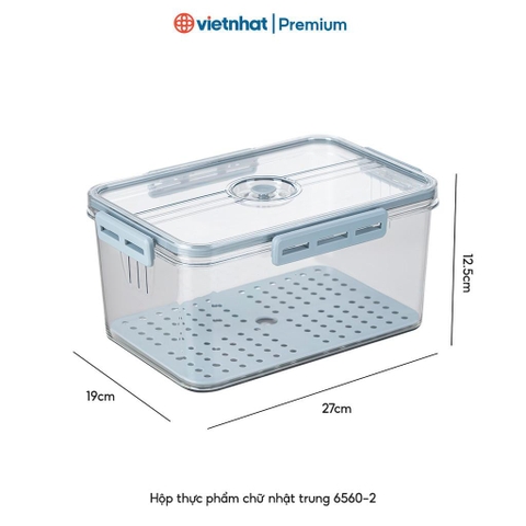 Hộp đựng thực phẩm chữ nhật bộ 3 có nắp cài kín Hokori H6560 Nhựa Việt Nhật Premium
