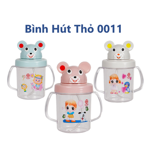 BÌNH HÚT THỎ 0011 Bình uống cho bé hình tai thỏ 0011 Nhựa Việt Nhật Premium