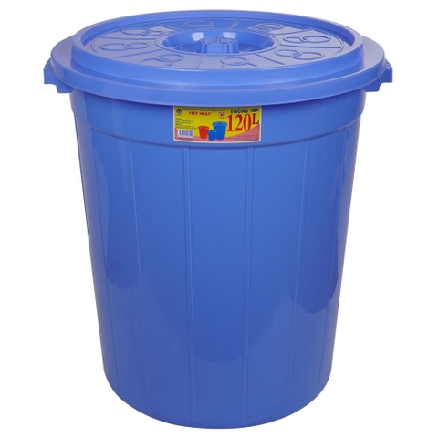 Thùng nhựa nắp tròn truyền thống 120L siêu bền 5380 Nhựa Việt Nhật Shop