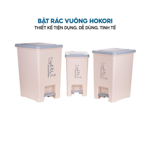 Thùng Rác vuông có Bật nắp đậy, Đựng Rác tiện lợi đủ size cao cấp Hokori 8061/8062/8063 Nhựa Việt Nhật Shop