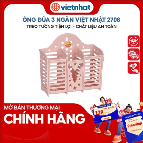 Hộp Đũa, Ống đũa 3 ngăn để Nhà Bếp màu sắc nhã nhặn, tiện lợi O2708 Nhựa Việt Nhật Shop