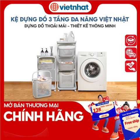 Kệ Nhà Bếp đựng đồ đa năng 3 tầng có bánh xe tiện lợi 5567-3 Nhựa Việt Nhật Shop