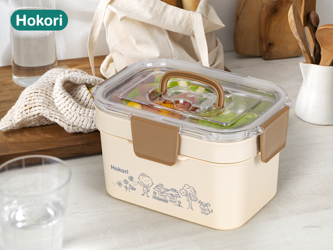 Hộp cơm văn phòng, giữ nhiệt inox 2T cao cấp Hokori H6566 Nhựa Việt Nhật Premium