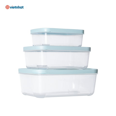 Bộ hộp thực phẩm chữ nhật an toàn, kín khí Hokori C6533 Nhựa Việt Nhật Shop