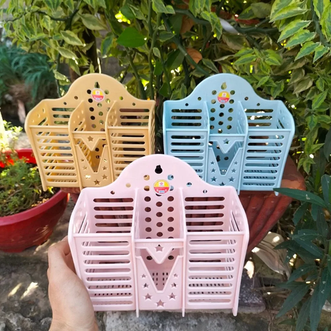 Hộp Đũa, Ống đũa 3 ngăn để Nhà Bếp màu sắc nhã nhặn, tiện lợi O2708 Nhựa Việt Nhật Shop