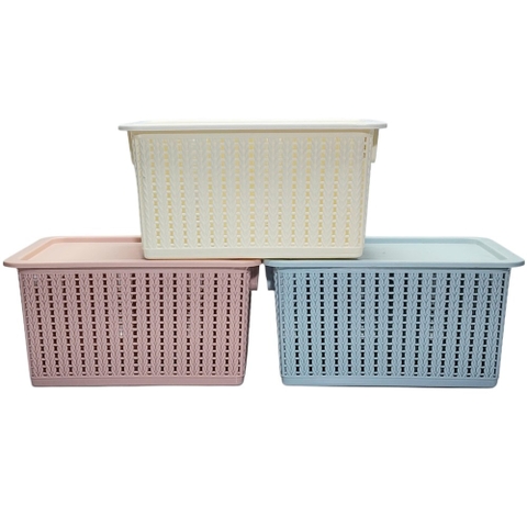 Rổ đan mây đựng đồ có nắp đậy đa năng 3 size, đựng quần áo 3415N Nhựa Việt Nhật Shop