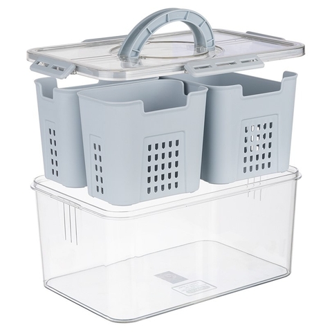 Hộp thực phẩm chữ nhật quai xách 2,3 ngăn Hokori 6570/6571 Nhựa Việt Nhật Shop