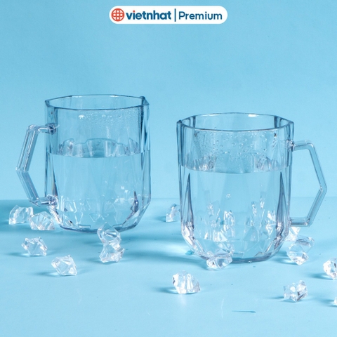Cốc nhựa trong suốt có quai cầm cao cấp Hokori C6388 Nhựa Việt Nhật Shop
