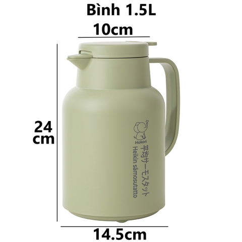 Bình giữ nhiệt ruột thủy tinh 1L 1.5L Hokori 3981-3982 Nhựa Việt Nhật Shop