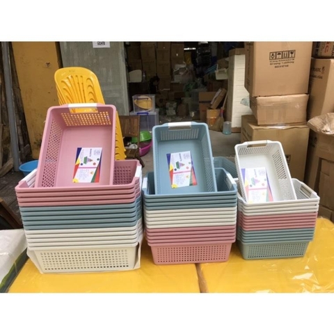 Rổ nhựa, khay nhựa, rổ chữ nhật đa năng có quai cầm 3596/97/98 RCN Nhựa Việt Nhật Shop