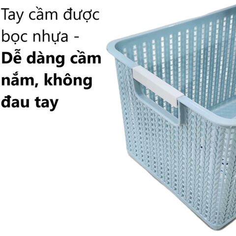 Rổ đan mây đựng đồ có nắp đậy đa năng 3 size, đựng quần áo 3415N Nhựa Việt Nhật Shop