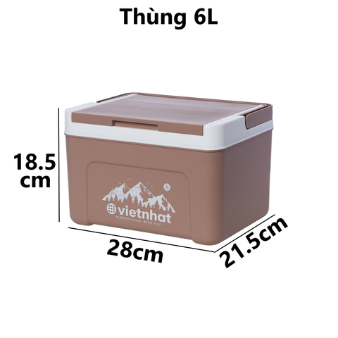 Phích đá, thùng đá vuông tiện ích 6 Lit có quai xách 3933 Nhựa Việt Nhật Shop