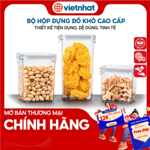 Hộp đựng thực phẩm đồ khô, có nắp cài kín cao cấp Hokori HKH 6590/6591/6592 Nhựa Việt Nhật Shop
