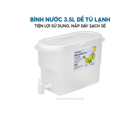 Bình đựng nước có vòi 3,5L để tủ lạnh, đa năng, có nắp đậy B6785 Nhựa Việt Nhật Shop