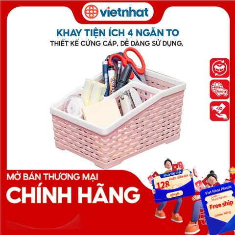 Khay nhựa tiện ích 4 ngăn size to tiện dụng, đa năng K5688 Nhựa Việt Nhật Shop