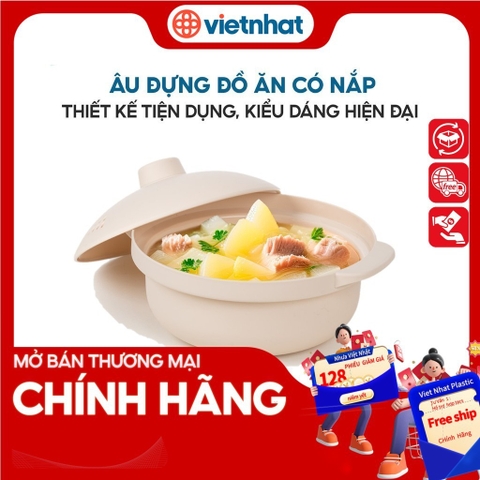 Âu đựng cơm canh có nắp tiện dụng Nhựa Việt Nhật A6419 Nhựa Việt Nhật Premium