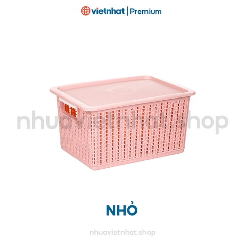 Rổ đan mây đựng đồ có nắp đậy đa năng 3 size, đựng quần áo R3415N Nhựa Việt Nhật Shop