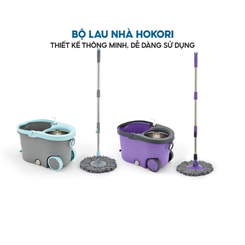 Bộ lau nhà xoay 360 độ cao cấp Hokori B9556 Nhựa Việt Nhật Shop