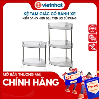 Kệ nhựa, kệ đựng đồ đa tầng có bánh xe kệ nhựa trong K5558 Nhựa Việt Nhật shop