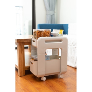 Kệ đựng đồ, kệ trượt 2 tầng có bánh xe tiện lợi Hokori K5588 Nhựa Việt Nhật shop