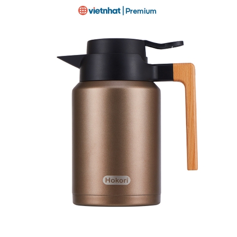 Bình giữ nhiệt inox quai gỗ 1500ml cao cấp Hokori 0125 Nhựa Việt Nhật Shop