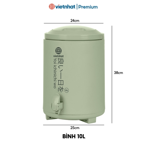Bình giữ nhiệt có vòi loại to 6L, 8L, 10L Việt Nhật B3946 Nhựa Việt Nhật Premium