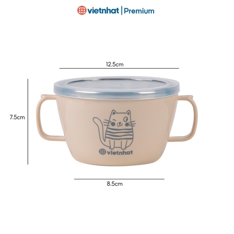 Bát ăn dặm inox 304 có quai cầm cách nhiệt Nhựa Việt Nhật C6019 Nhựa Việt Nhật Premium