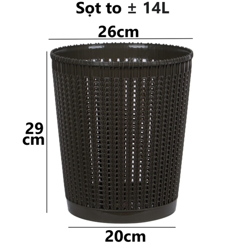 Giỏ nhựa đan mây đựng đồ Việt Nhật, thùng rác văn phòng kiểu dáng hiện đại S5155/5156/5157 Nhựa Việt Nhật Premium