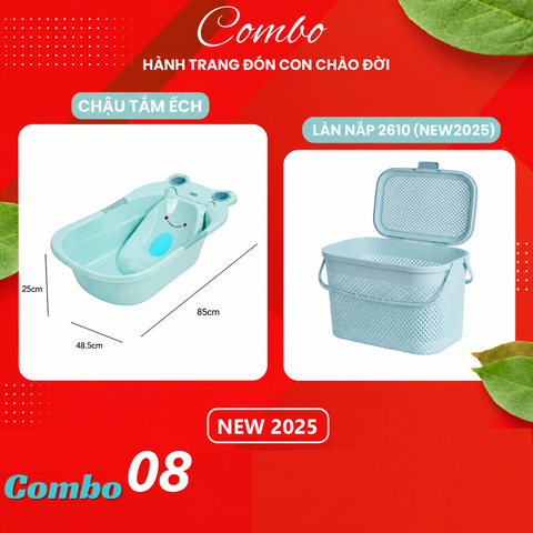 Chậu tắm ếch Hokori Nhựa Việt Nhật Shop [7 Combo] Siêu tiện ích cho bé sơ sinh