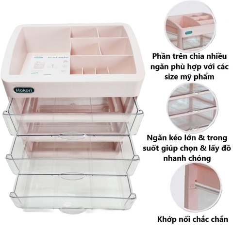 Tủ mỹ phẩm để bàn có ngăn 2T 3T 4T Hokori 3636 Nhựa Việt Nhật Shop