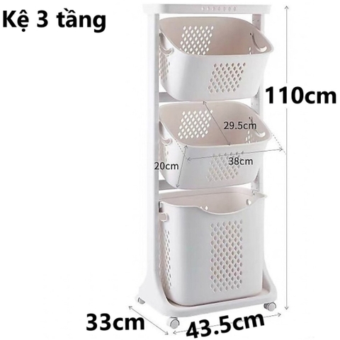Kệ Nhà Bếp đựng đồ đa năng 3 tầng có bánh xe tiện lợi 5567-3 Nhựa Việt Nhật Shop
