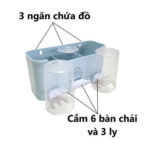 Hộp Đựng Bàn Chải 3 cốc tiện lợi Nhựa Việt Nhật 1347 Nhựa Việt Nhật Premium
