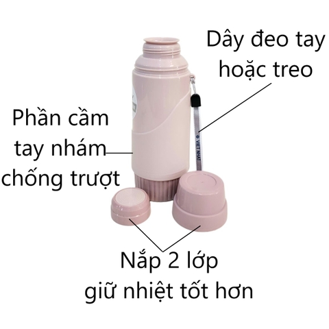 Bình giữ nhiệt cầm tay cá nhân 450ml B3980 Nhựa Việt Nhật Shop