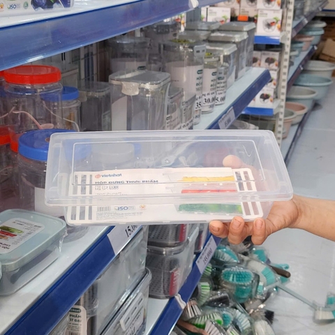 Hộp lạnh chữ nhật, hộp thực phẩm có khay cách nước tiện dụng, hộp lạnh trong 6586 Nhựa Việt Nhật Shop