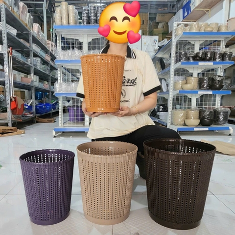 Giỏ nhựa đan mây đựng đồ Việt Nhật, thùng rác văn phòng kiểu dáng hiện đại S5155/5156/5157 Nhựa Việt Nhật Premium