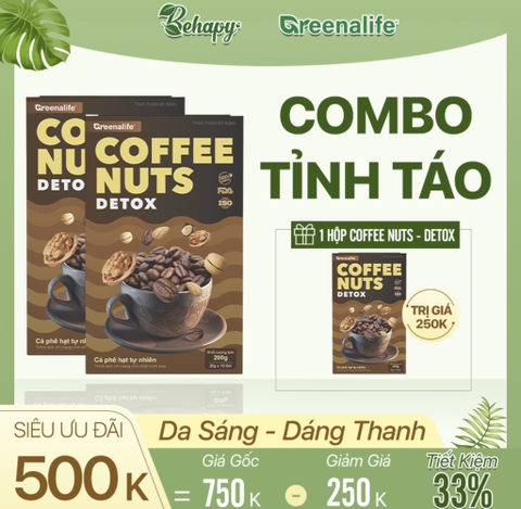 Cafe dinh dưỡng greenalife - Combo 15- Mua 2 hộp Coffee Nuts Detox (10 gói 20gr) Tặng 1 hộp Coffee Nuts Detox 250k