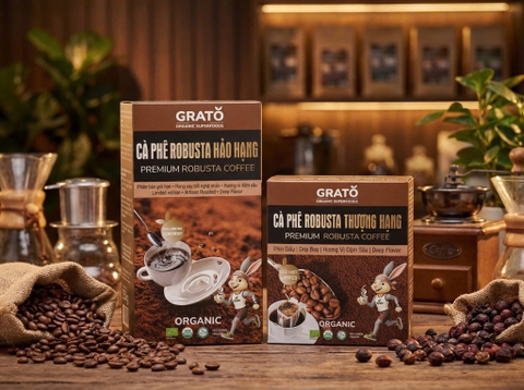 Coffee Cà phê Robusta hữu cơ Grato 250g