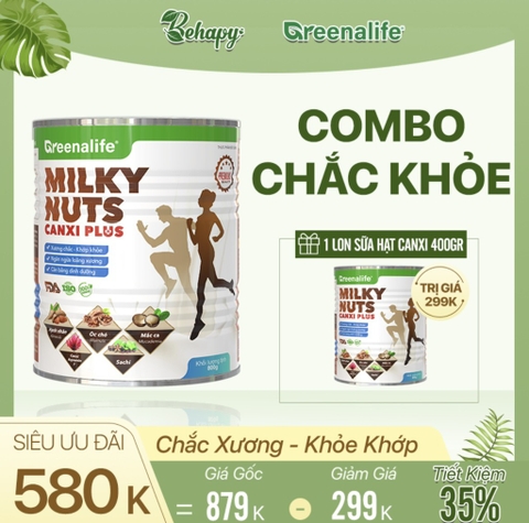 Sữa hạt canxi greenalife - Combo 14- Mua 1 Milky Canxi Plus (Lon 800 gram) Tặng Milky Canxi Plus (Lon 400 gram) 299k