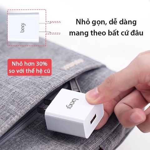 Combo sạc nhanh Bagi củ sạc 12W dây Lightning CB-12W