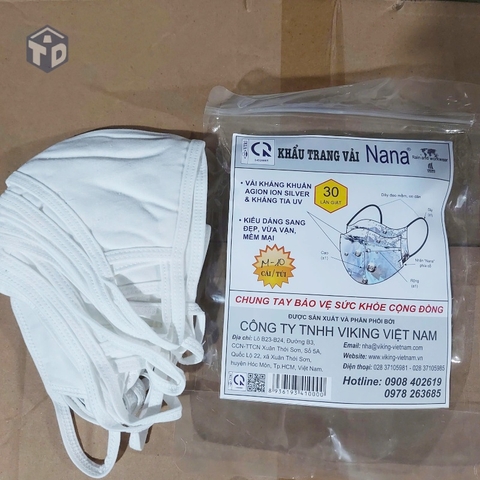 1 Bịch 10C Khẩu Trang Vải Nana diệt khuẩn giặt dc 30 lần dùng (T)
