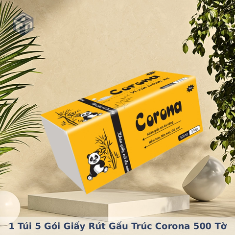 GN: 1 Túi 5 gói giấy rút gấu trúc Corona 500 tờ