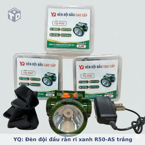 YQ: Đèn đội đầu rằn ri xanh R50-AS trắng