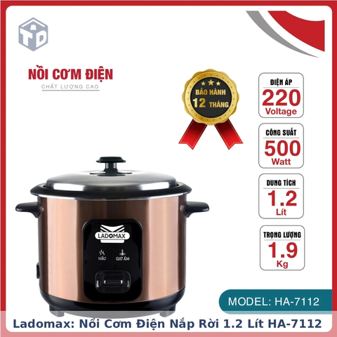 Ladomax: Nồi cơm điện nắp rời 1.2 Lít HA-7112