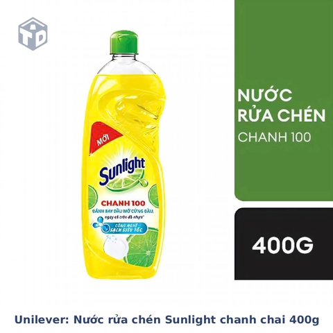 Unilever: Nước rửa chén Sunlight chanh chai 400g