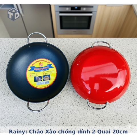 Rainy chính hãng: Chảo Xào ép miệng chống dính 2 Quai 20cm RNC-20TT2Q